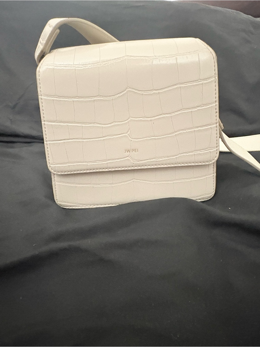 JW PEI Fae Top Handle Crossbody Bag Ivory Croc Vegan Leather